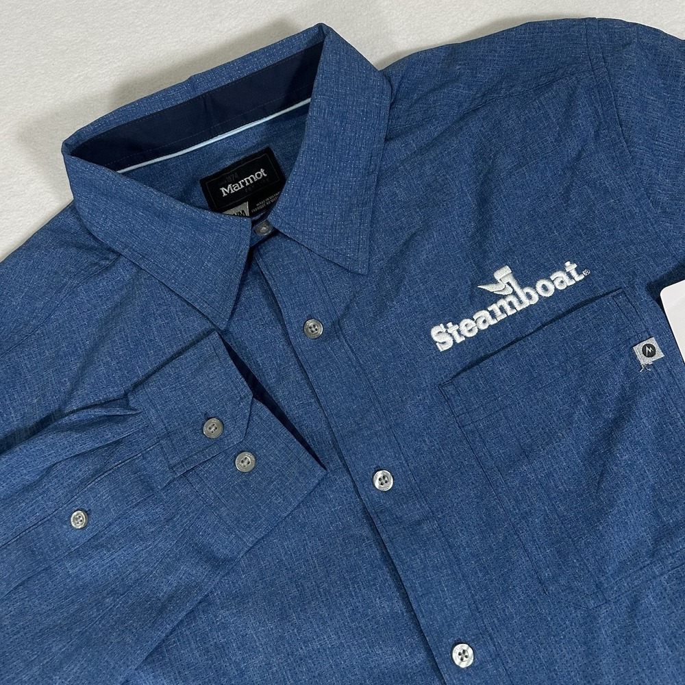 NEW Marmot‎ Men's Medium Blue Windshear Long Sleeve Steamboat Resort Shirt